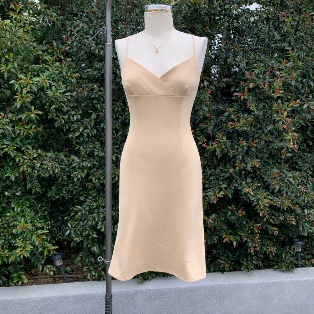 Vintage Opera Brown Tan ZipTank Dress 90s Women Large Y2K
